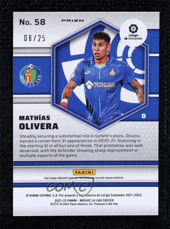 2021-22 Panini Mosaic La Liga Fluorescent Orange Prizm /25 Mathias Olivera #58 - Image 2 of 2