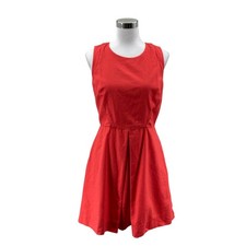 GAP Women’s Red Linen Blend Fit & Flare Sleeveless Dress Size 6 Pockets Summer