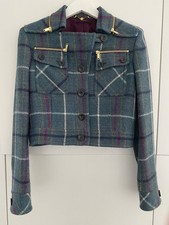 GUCCI giacca donna lana quadri preppie look cropped ital 42 anche 36