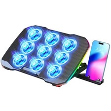 Laptop Cooling Pad, Gaming Laptop Cooler with 9 Quiet Fans, Laptop Cooling Stand