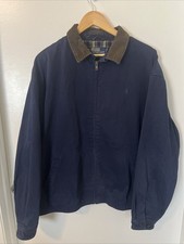 Vintage 90s Polo Ralph Lauren Navy Plaid Harrington Jacket XL Corduroy Collar