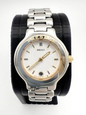 Seiko Presage Vintage 3E29-0090 Bicolor Dress Watch White Dial Ladies