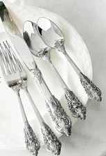 Antique Vintage Silver plated 92 Pc Flatware Set Baroque NIB