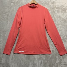 Under Armour Shirt Women's L Coral Pink Cold Gear Long Sleeve Fitted Mock Neck