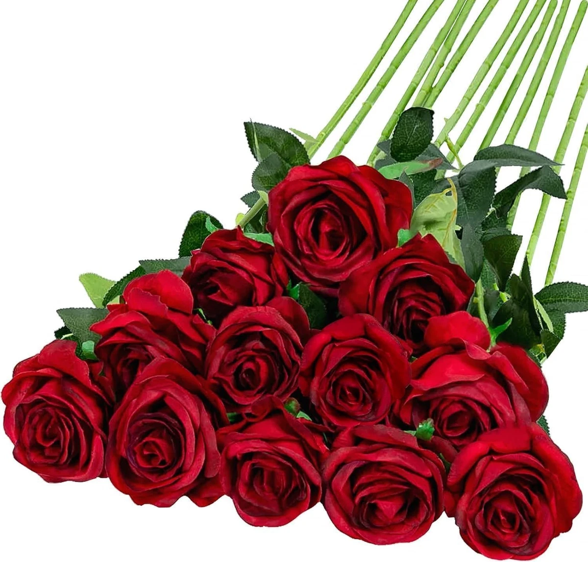 Rosa Rossa Artificiale Con Stelo In Velluto - Finta Pianta Ornamentale Per Matrimoni, Casa, Ufficio E Giardino - 50 Cm