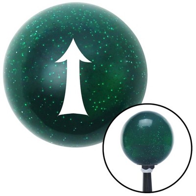 White Fancy Solid Directional Arrow Up Green Metal Flake Shift Knob M16x1.5 Auto