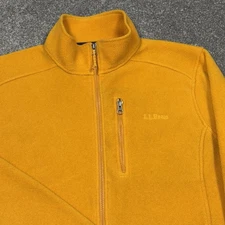 LL Bean Jacket Men Large Yellow Fleece Zip Up Coat Hiking Outdoor Warm Pockets
