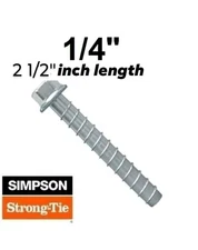 1/4" X 2.5" Simpson Strong Tie HD Heavy Duty Concrete Screw Anchor - packs of 10