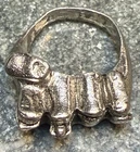 Vintage Chunky Artisan Midcentury Brutalist Cast Silver Ring - Size 9.5
