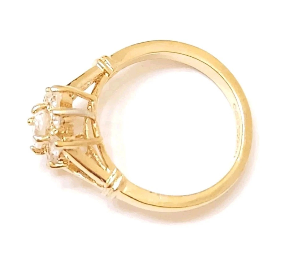 ESPO 14K Real Gold HGE 2CT Oval Cubic Zirconia Solitaire Cocktail Ring Size 5.5 - Image 4 of 4