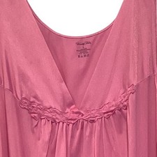 Vanity Fair Pink Nylon Sleeveless Nightgown V-Neck Vintage - Large