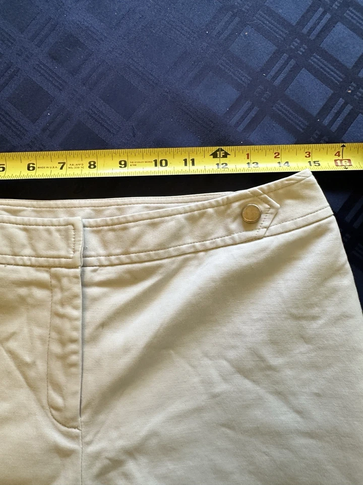 Bermudas largas RAFAELLA para mujer y mujer mezcla de algodón crema 12” entrepierna talla 8P Foto 4 de 4