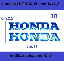 2 adesivi HONDA  GEL 14 Cm BLU Resinati morbidi stemma logo 3D per Moto