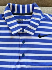 Nike Golf Standard Fit Dri Fir Golf Polo Blue And White Stripes Small