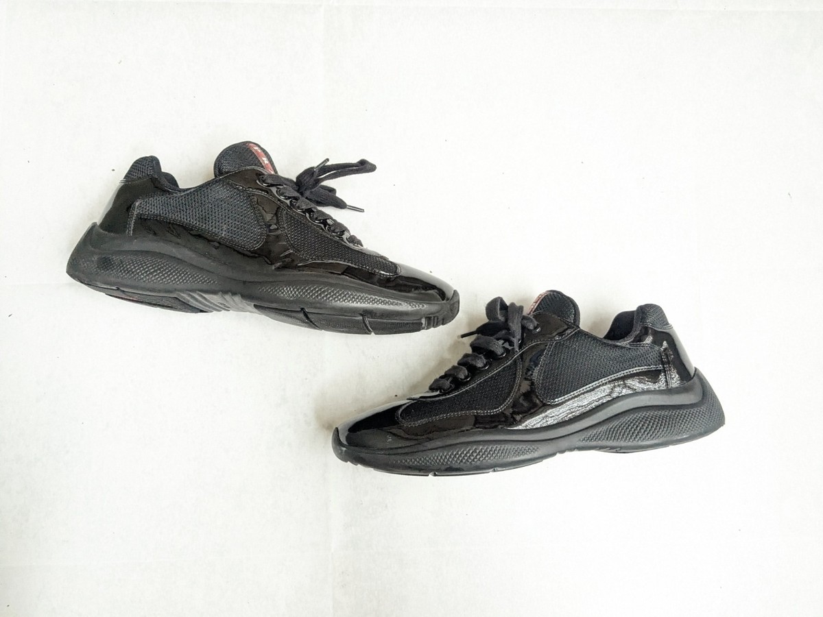 Prada America's Cup Sneakers Men US 8 UK 7 Black Patent Leather