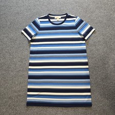 Michael Kors Dress Womens Large Petite Blue Striped Ribbed Knit Casual Preppy