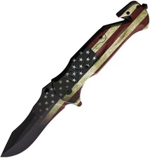 ElitEdge American Flag Stainless Blade A/O Folding Knife - 10-982SF