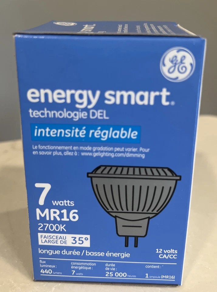 GE LED Dimmable Bulb 7Watt-MR16 2700K 35°Flood light 440 lumens 12vAC/DC Lot (6) - Image 4 of 4