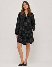 H&M Women’s Black White Polka Dot Shirt Dress Long Sleeve Size 6
