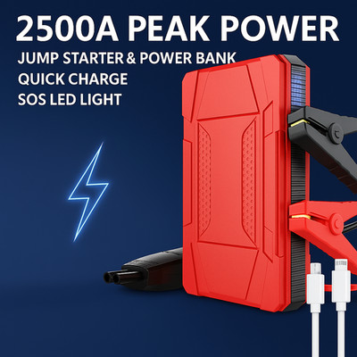 Portable Car Jump Starter 2500A Power Bank 12V Quick Charge Emergency Booster
