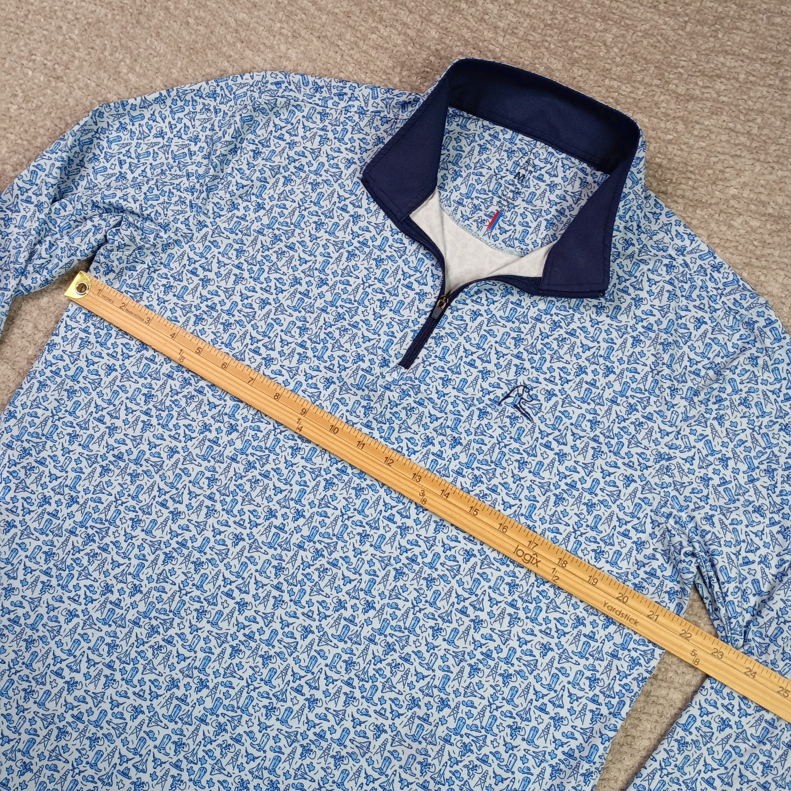 Rhoback Performance Q-Zip Pullover Medium Blue Te… - image 10