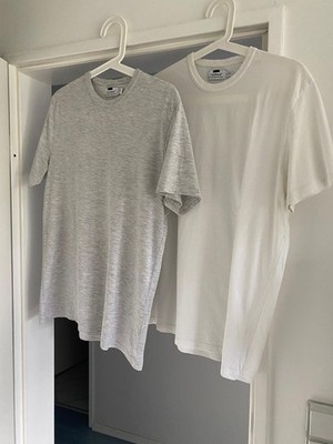 Topman 2 Stück Set Herren T-Shirt mit kurzen Ärmeln Größe M(96-101 cm), Weiss