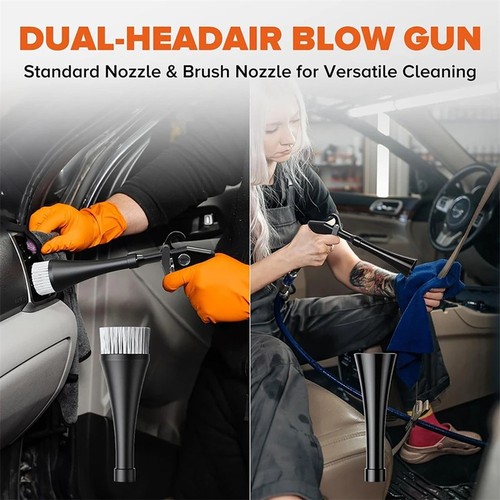 High Pressure Air Blow Gun Car Detailing Interior Cleaner Brush Kit Pneumatic - Afbeelding 12 van 12