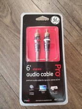 GE 6ft Stereo Audio Cable RCA Male to Male Gold Plated Silver 37606