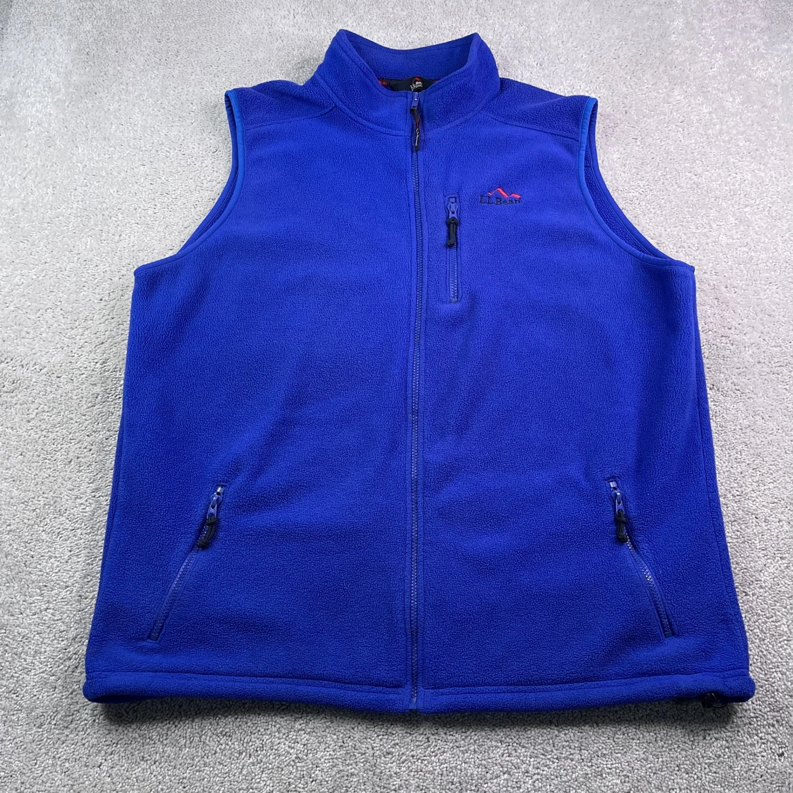 Vintage LL Bean Vest Mens XL Tall Blue Fleece Full Zip Outdoors Hiking USA Made