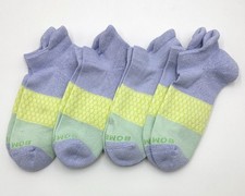 Bombas 4 Pairs Women's Cushion Tri-Block Ankle socks Size Large 11-13 Blue