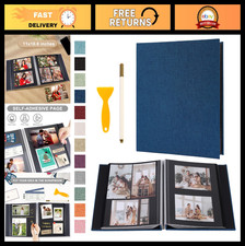 Large Photo Album with Self-Adhesive Black Pages, Linen Cover, 40 Pages for 4x6,