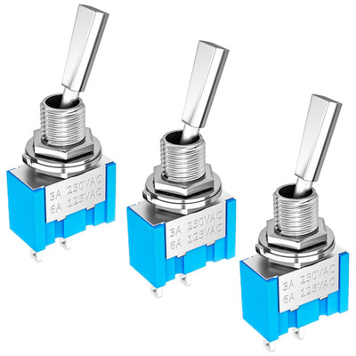 Mini Toggle Switch SPST 2 Position 2 Pin 6A 125VAC 3A 250VAC - 3Pcs