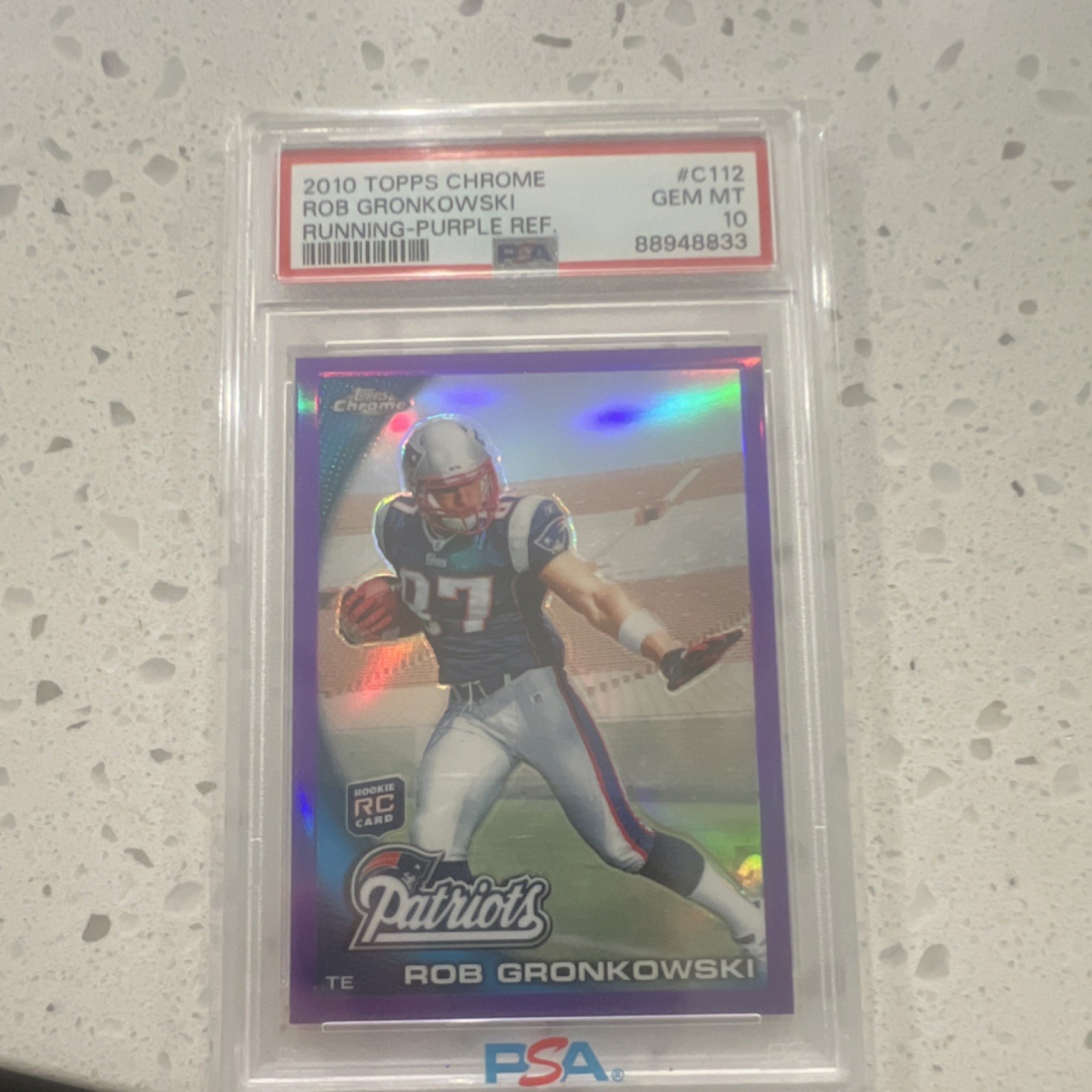 2010 Topps Chrome Rob Gronkowski #C112 Purple Refractor Rookie /555 PSA 10