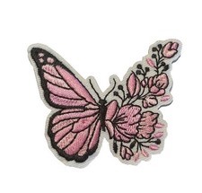 BEAUTIFUL PINK BUTTERFLY - Embroidered Iron-On/Sew-On Patch