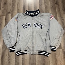 Vintage Majestic New York Yankees Full Zip Jacket Silver Gray Mens Size XXL