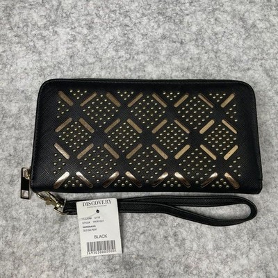 New Discovery Black Geometric Pattern Wristlet Wallet Women's Fashion Style