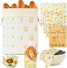 Reusable Beeswax Bread Bags & Food Wraps – Sustainable Kitchen Storage for Ho...