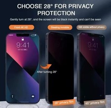 3 Pack Privacy Screen Protector iPhone 16 15 14 Anti Spy Tempered Glass