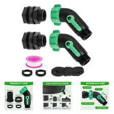 Rain Barrel Spigot Kit 45 Degree 3/4 Inch GHT Heavy Duty Plastic Water Hose Shut