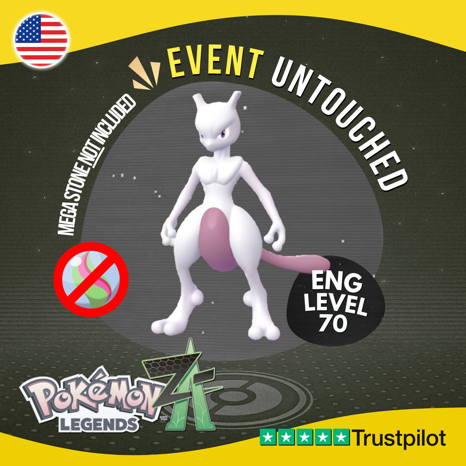 Mewtwo Event December 2025 Mystery Gift Untouched IV Pokémon Legends Z-A ZA Z A