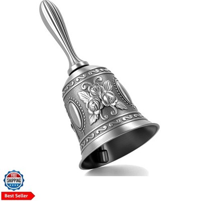 Silver Hand Bell   Loud Call Bell for Bedside, Dinner, Wedding, Christmas & H...