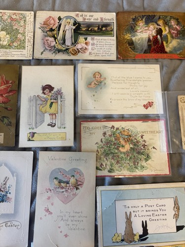 Vintage 43 Postcard Lot Mixed Valentine Easter Birthday Pretty Ladies Animals  - Picture 6 of 9