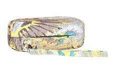 Large Hard Shell Peacock Pattern Sunglass Case Yellow