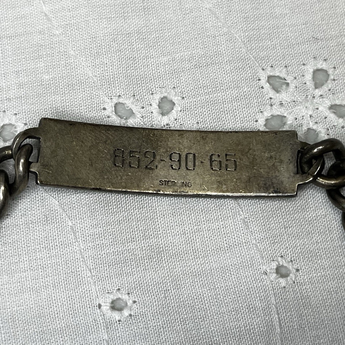 Vintage Sterling Silver WWII Navy Military ID Bracelet 27.5 grams