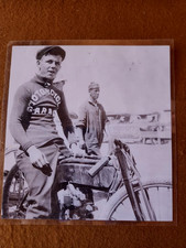 MOTORCYCLE GARAGE RIDER ON A 1913 FLYING MARKEL , PHOTO