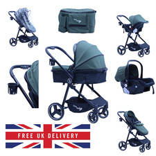 Tiny Trails T500 3-in-1 Baby Stroller Travel System– Car Seat & Bassinet - Green