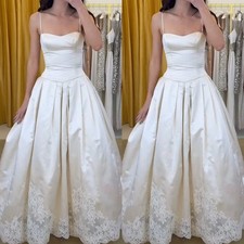 Vintage Wedding Dresses Spaghetti Spraps A Line Lace Sleeveless Bridal Gowns