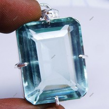 Natural 87.30 Ct Certified Blue Aquamarine Pendant Radiant Cut Gemstone