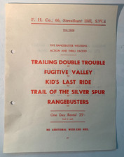 1950s Rare Original British Cinema Rental Flyer - Rangebuster Westerns - Taxi Mr