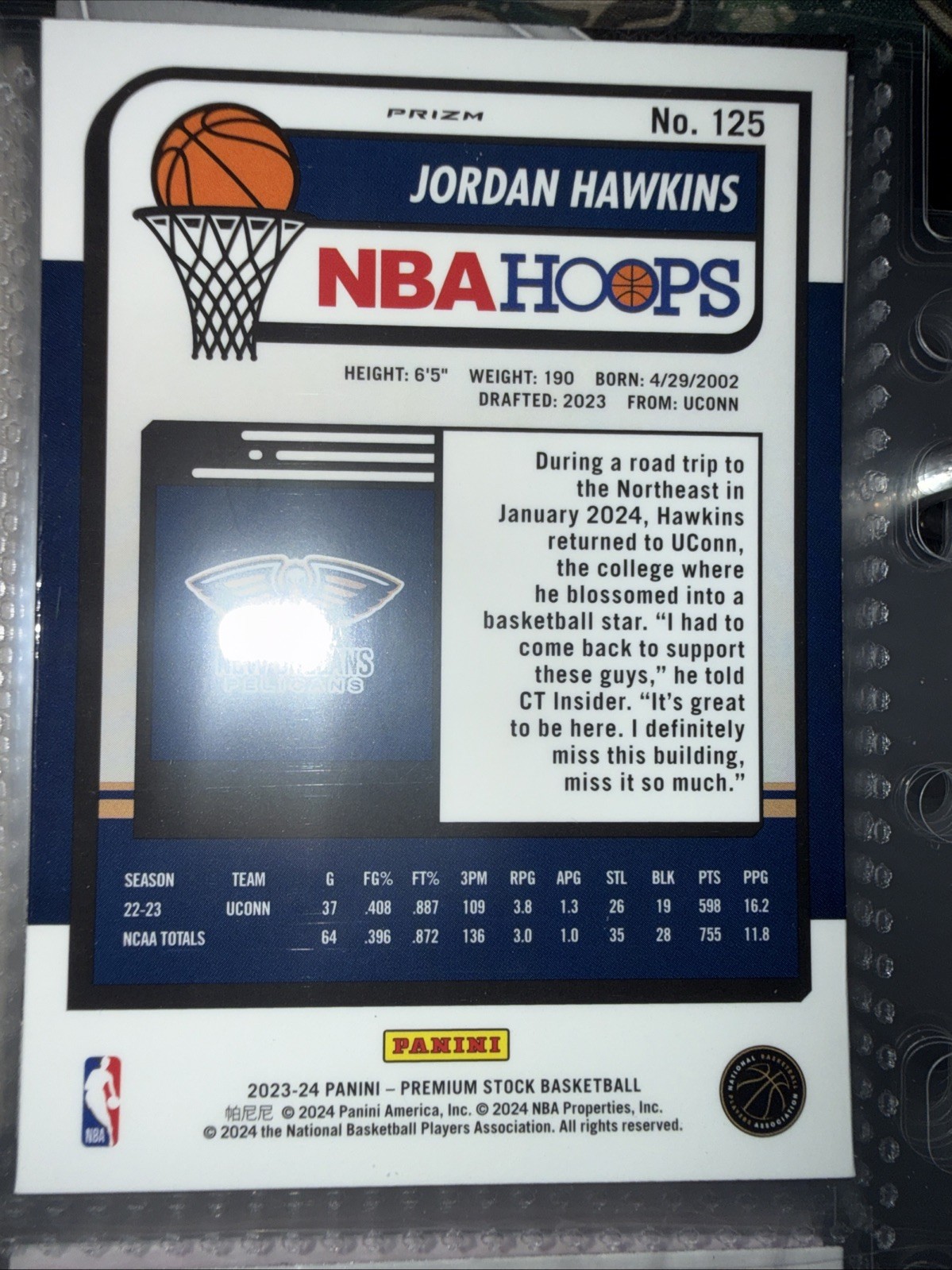 2023-24 Panini Nba Hoops Premium Stock - Jordan Hawkins #125 Ice Prizm (RC) thumbnail 2